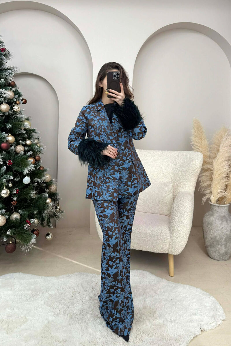 FLORAL DESIGN JACKET+ TROUSERS WOMEN SET BLUE/BLU - 5
