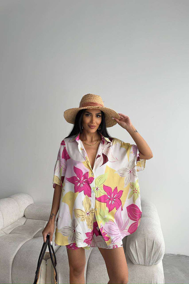 FLORAL DESIGN SHIRT+SHORTS WOMEN SET MULTIPLE/SHNGJ - 1