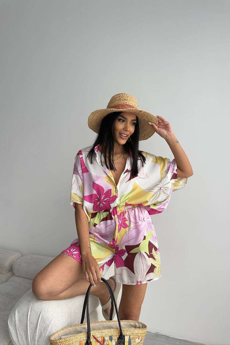 FLORAL DESIGN SHIRT+SHORTS WOMEN SET MULTIPLE/SHNGJ - 3