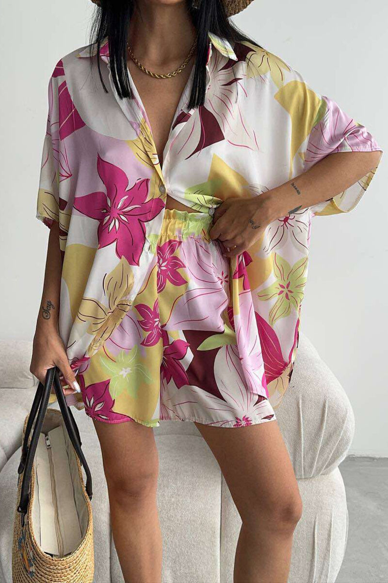 FLORAL DESIGN SHIRT+SHORTS WOMEN SET MULTIPLE/SHNGJ - 4
