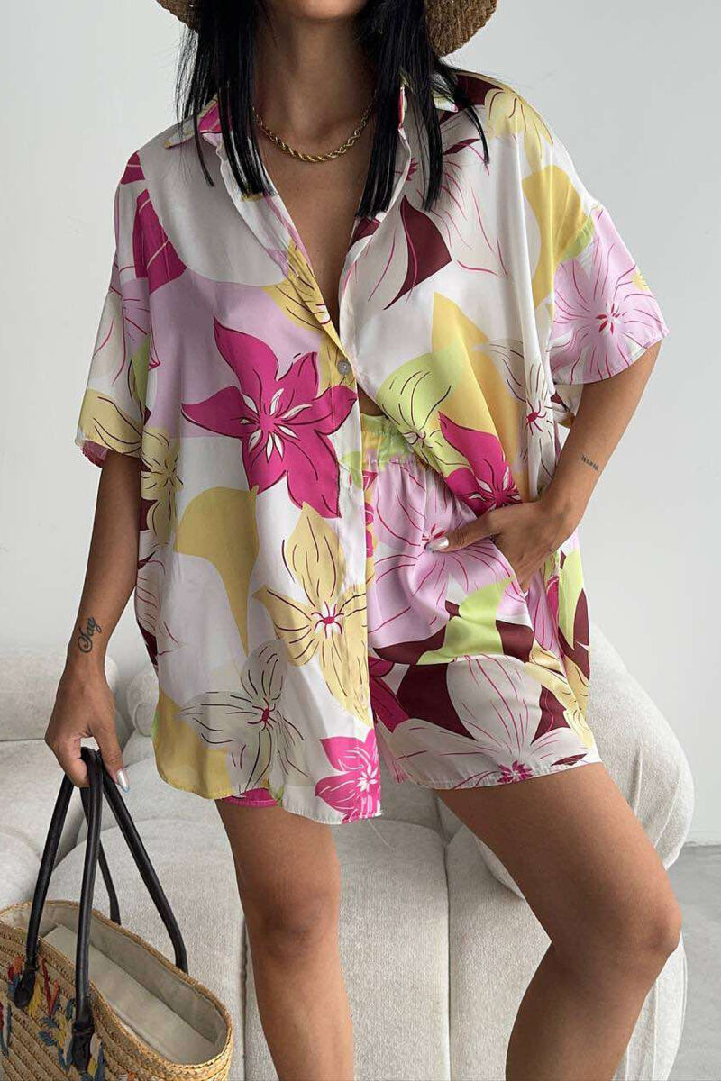 FLORAL DESIGN SHIRT+SHORTS WOMEN SET MULTIPLE/SHNGJ - 6