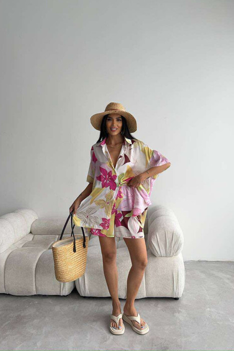 FLORAL DESIGN SHIRT+SHORTS WOMEN SET MULTIPLE/SHNGJ - 7