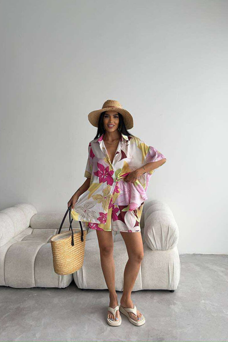 FLORAL DESIGN SHIRT+SHORTS WOMEN SET MULTIPLE/SHNGJ - 7