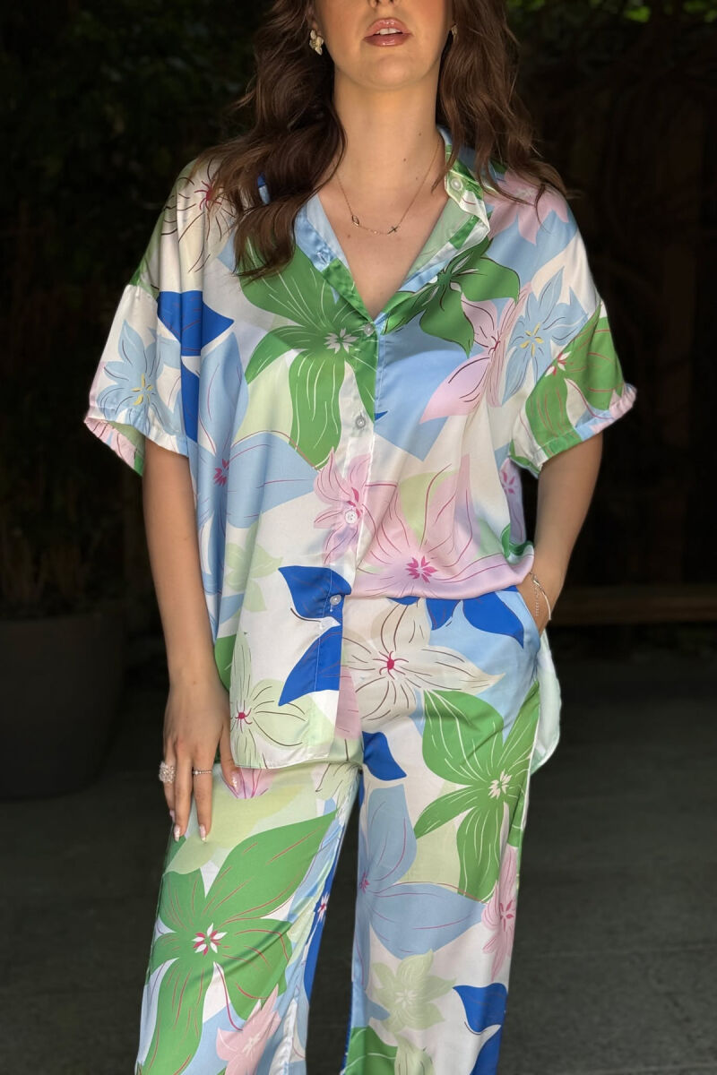 FLORAL DESIGN SHIRT+TROUSERS WOMEN SET MULTIPLE/SHNGJ - 3
