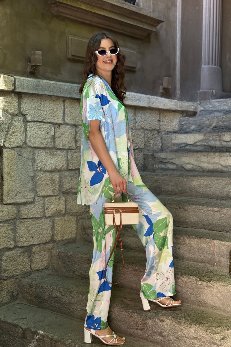 FLORAL DESIGN SHIRT+TROUSERS WOMEN SET MULTIPLE/SHNGJ - 4