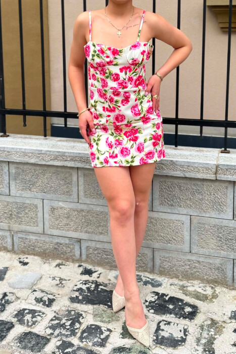 FLORAL DESIGN THIN STRAP WOMEN DRESS MULTIPLE/SHNGJ - 3