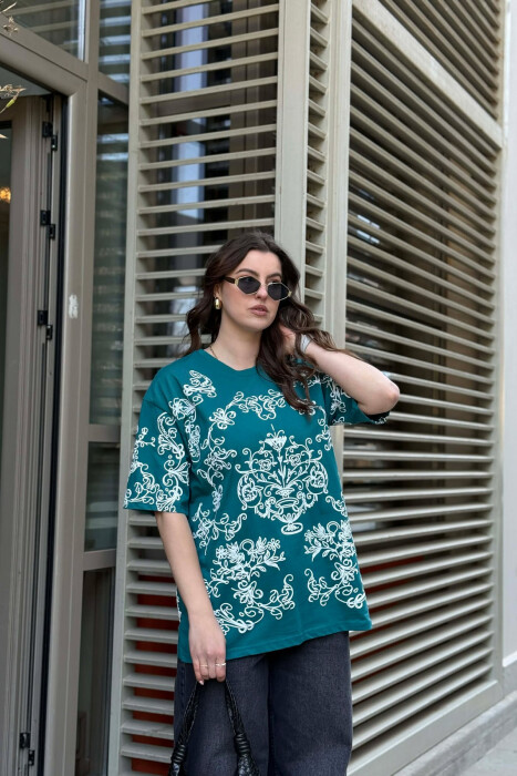 T-SHIRT ME DIZJAN LULESH PER FEMRA NE NGJYRE JESHILE + 6 PALE ÇORAPE DHURATE - KLAUDIO FASHION