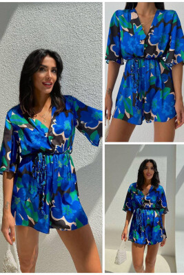 JUMPSUIT ME DIZAJNIN E LULEVE PËR FEMRA NË NGJYRËN BLU 