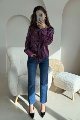 FLOWER DESIGN WOMEN SHIRT PURPLE/LEJLA 