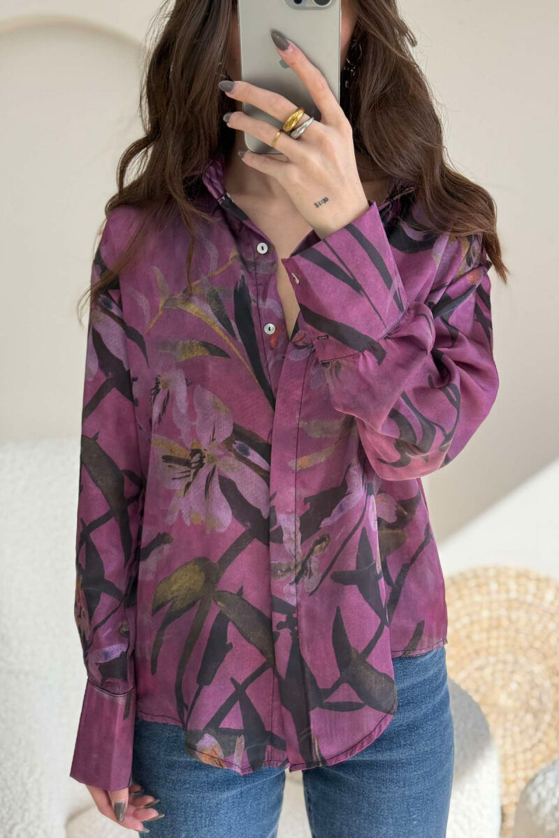 FLOWER DESIGN WOMEN SHIRT PURPLE/LEJLA - 3