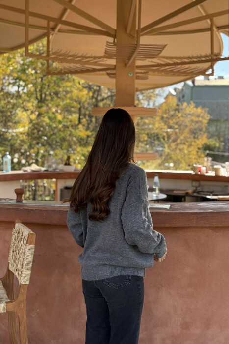 FLOWER DESIGN WOMEN SWEATER GREY/GRI - 3