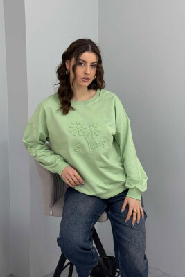 FLOWER DESIGN WOMEN SWEATSHIRT MINT/MENTE 