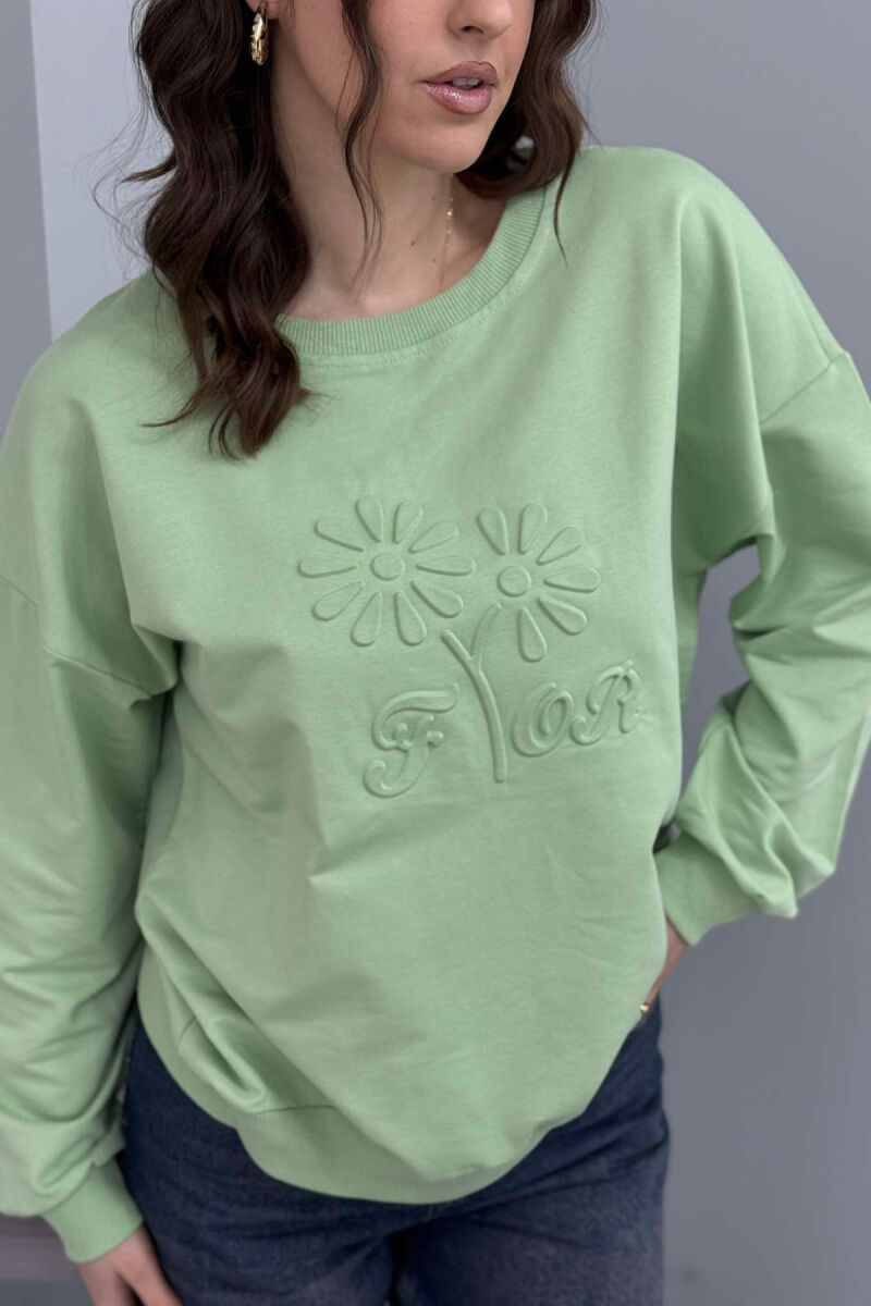 FLOWER DESIGN WOMEN SWEATSHIRT MINT/MENTE - 5