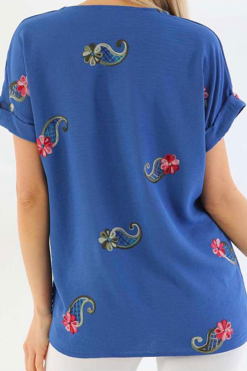 FLOWER DESIGN WOMEN T-SHIRT BLUE/BLU - 3