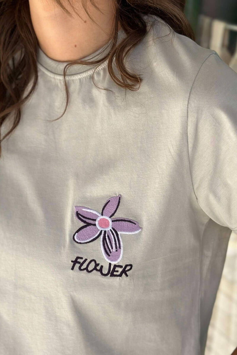 FLOWER FRONT LOGO WOMEN T-SHIRT GREY/GRI - 2
