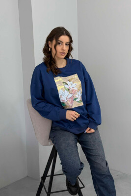 FLOWER IMAGE WOMEN SWEATSHIRT BLUE/BLU 