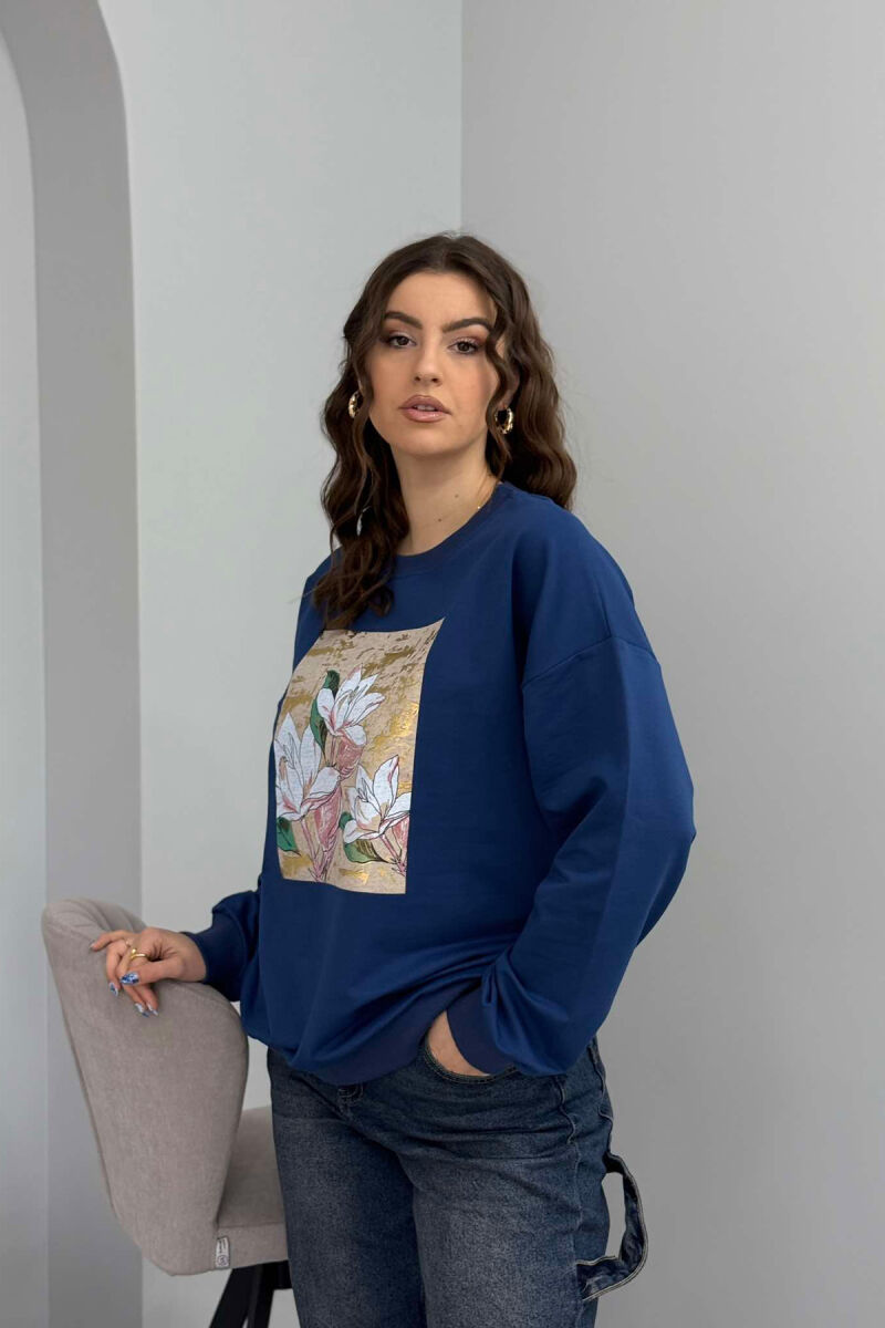 FLOWER IMAGE WOMEN SWEATSHIRT BLUE/BLU - 2