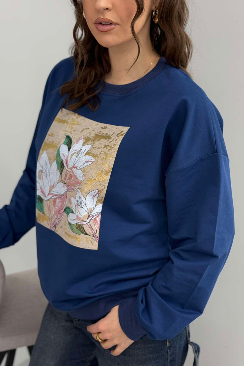 FLOWER IMAGE WOMEN SWEATSHIRT BLUE/BLU - 4