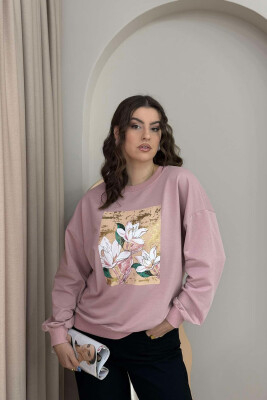 FLOWER IMAGE WOMEN SWEATSHIRT POWDER/PUDER 