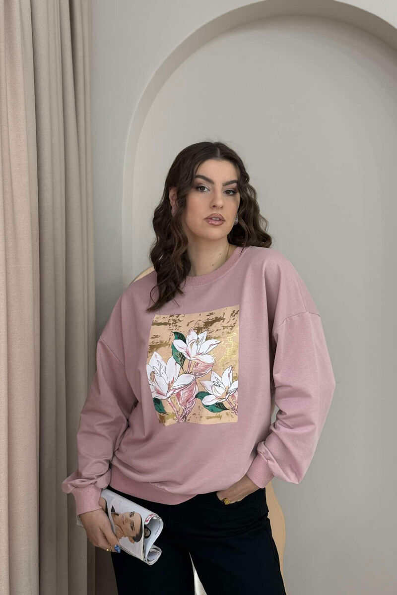 FLOWER IMAGE WOMEN SWEATSHIRT POWDER/PUDER - 1