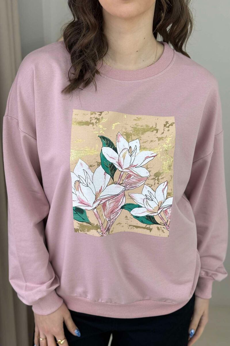 FLOWER IMAGE WOMEN SWEATSHIRT POWDER/PUDER - 2