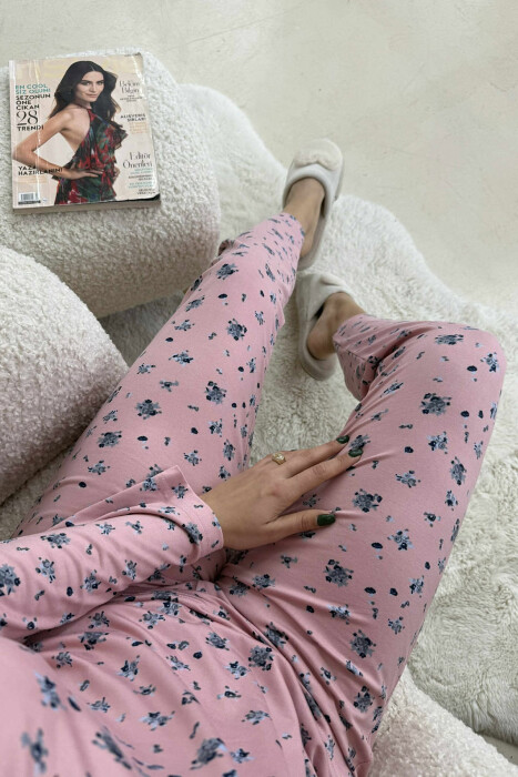 FLOWERS DESIGN SWEATSHIRT+TROUSERS WOMEN PYJAMAS POWDER/PUDER - 7