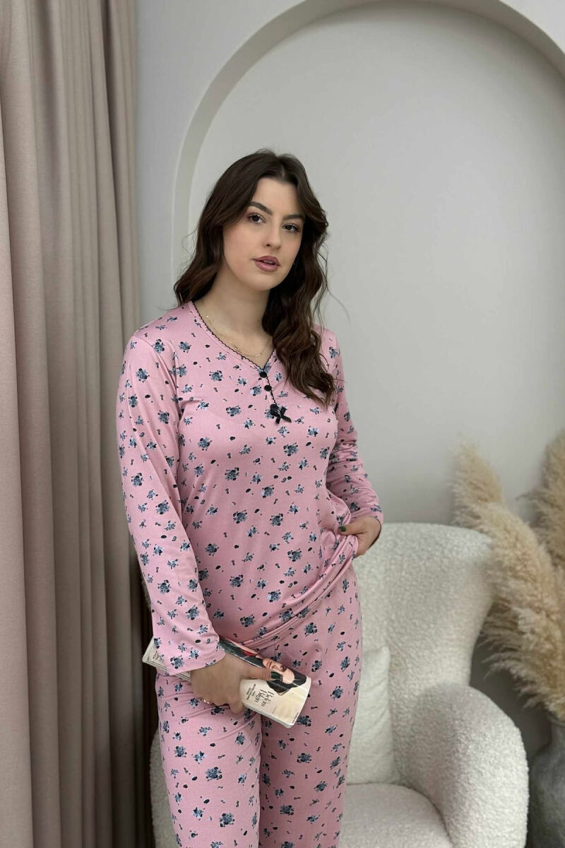 FLOWERS DESIGN SWEATSHIRT+TROUSERS WOMEN PYJAMAS POWDER/PUDER - 2
