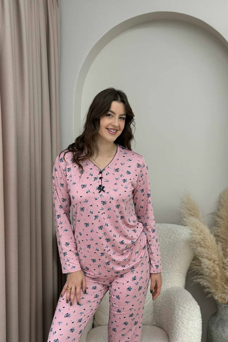 FLOWERS DESIGN SWEATSHIRT+TROUSERS WOMEN PYJAMAS POWDER/PUDER - 4