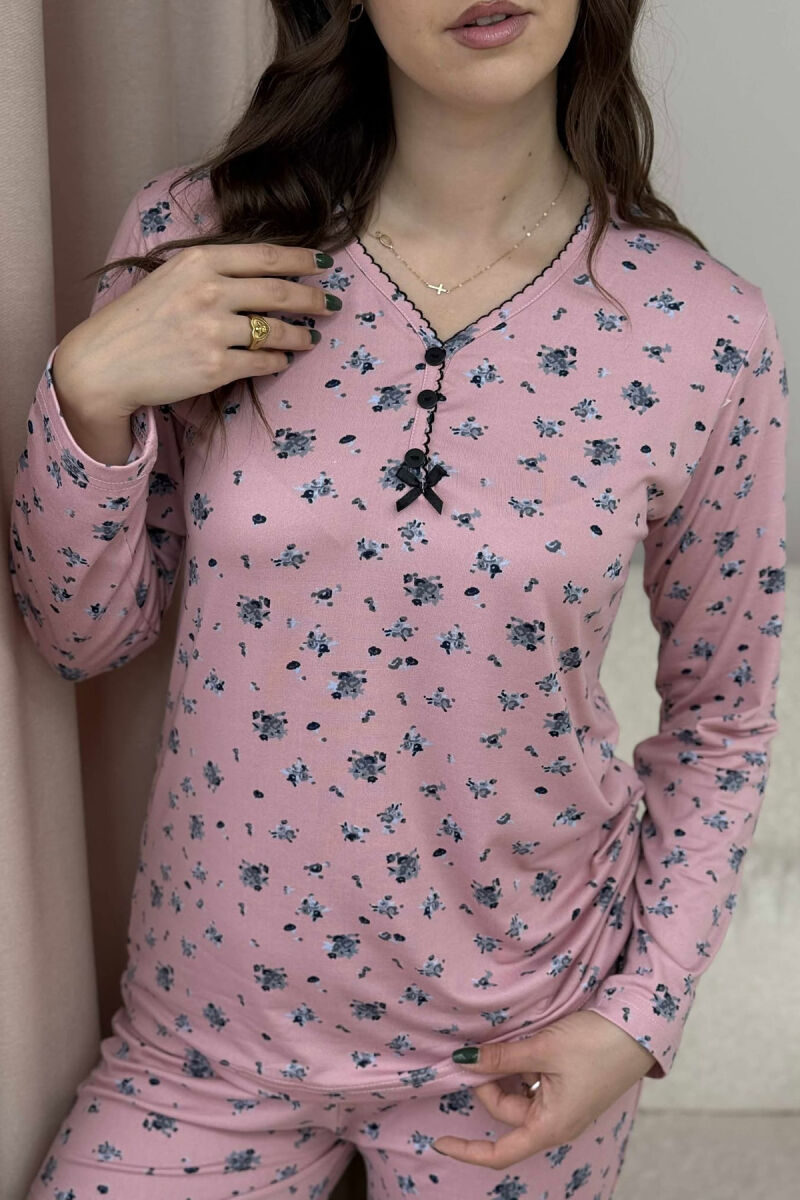 FLOWERS DESIGN SWEATSHIRT+TROUSERS WOMEN PYJAMAS POWDER/PUDER - 8
