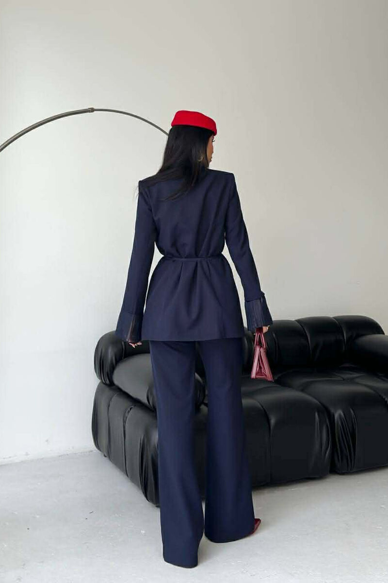 FLOWERS DETAIL LACING JACKET + TROUSERS WOMAN SET BLUE/BLU - 8