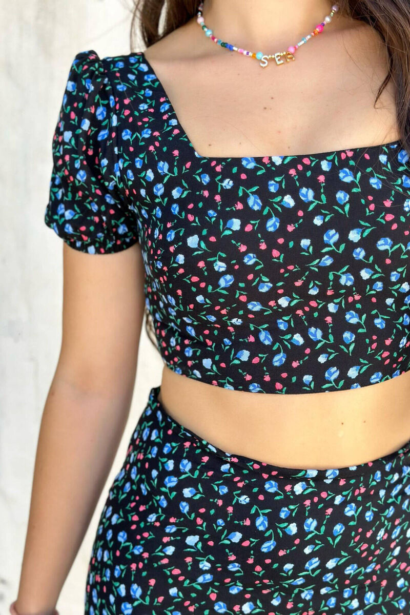 FLOWERS DIFFERENT COLORS TWO PIECE WOMAN SET BLACK/ E ZEZE - 2