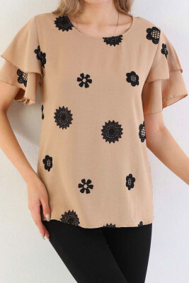 FLOWERS ONE COLOR WOMAN T-SHIRT BEIGE/BEZHE 