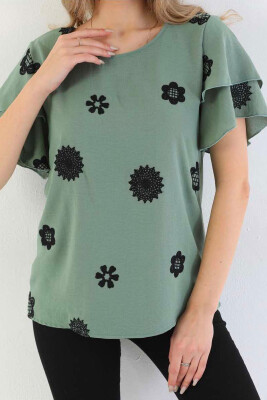 FLOWERS ONE COLOR WOMAN T-SHIRT GREEN/JESHILE 