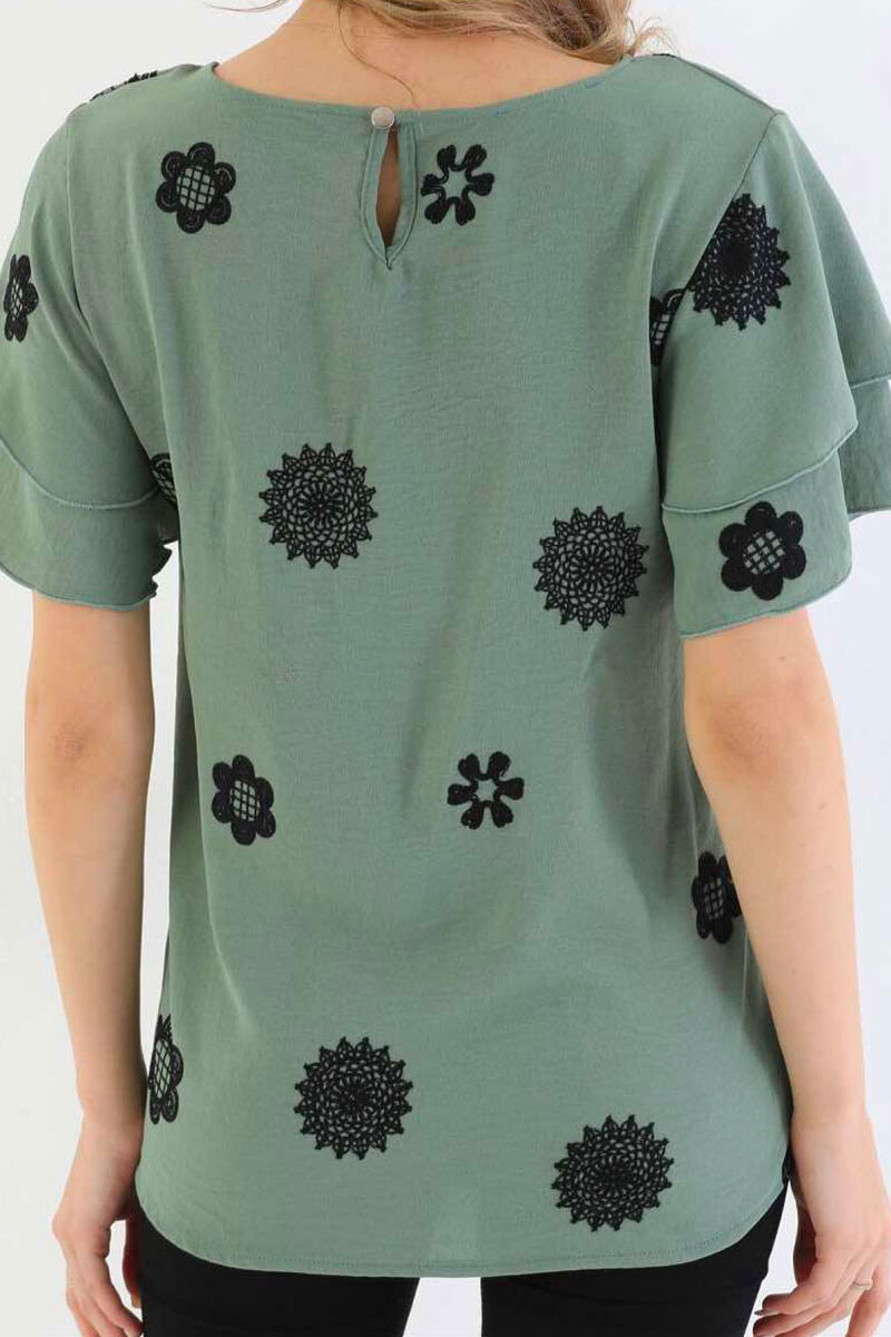 FLOWERS ONE COLOR WOMAN T-SHIRT GREEN/JESHILE - 3