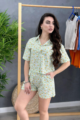 FLOWERS SHIRTS + SHORTS SET MINT/MENTE 