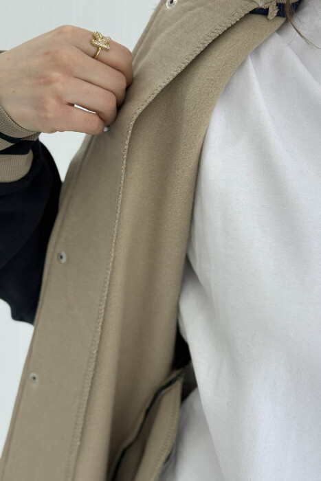 FLUFFY A&J FRONT LOGO BUTTON WOMEN JACKET BEIGE/BEZHE - 3