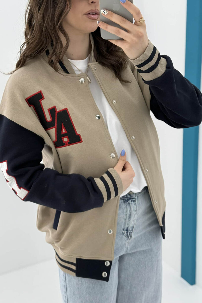 FLUFFY A&J FRONT LOGO BUTTON WOMEN JACKET BEIGE/BEZHE - 4