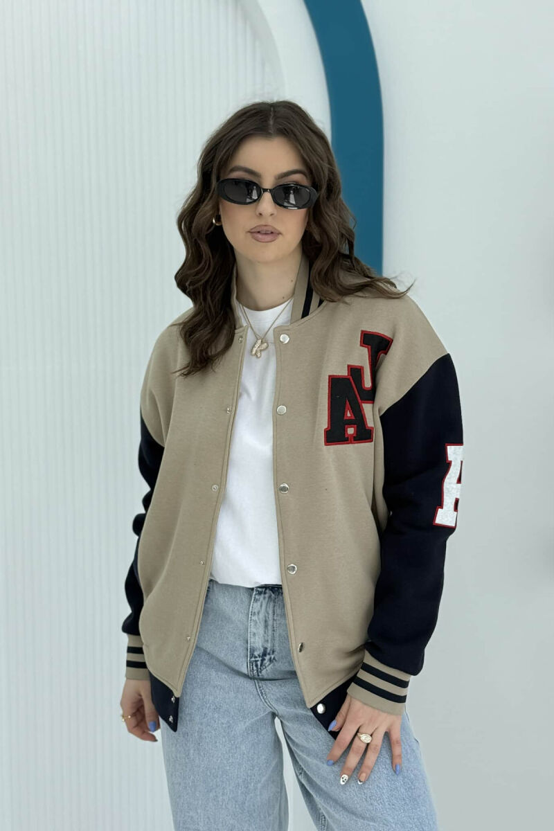FLUFFY A&J FRONT LOGO BUTTON WOMEN JACKET BEIGE/BEZHE - 5