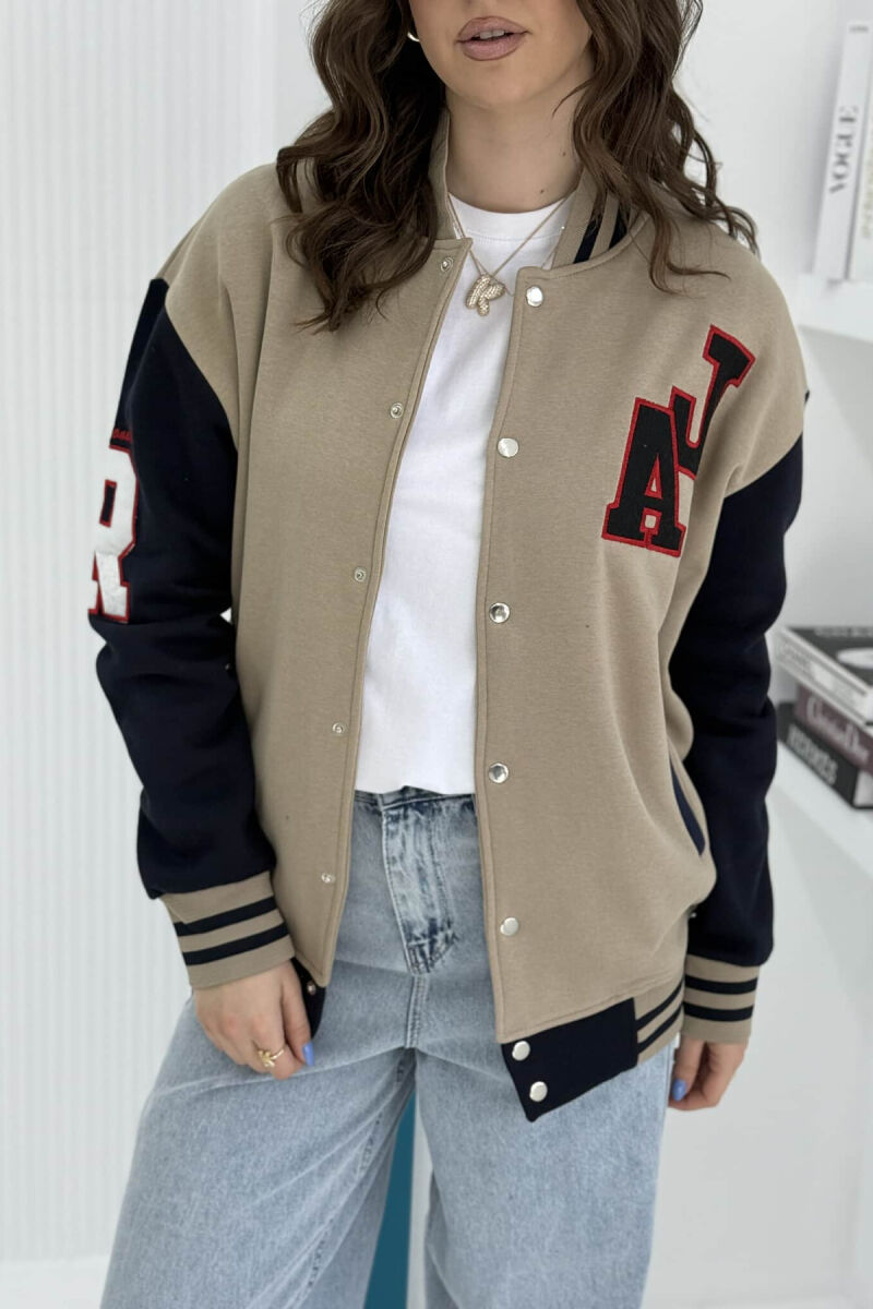 FLUFFY A&J FRONT LOGO BUTTON WOMEN JACKET BEIGE/BEZHE - 6