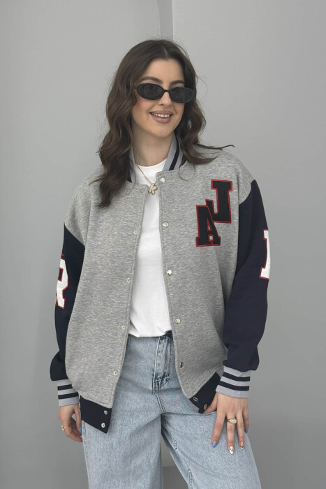 FLUFFY A&J FRONT LOGO BUTTON WOMEN JACKET GREY/GRI 