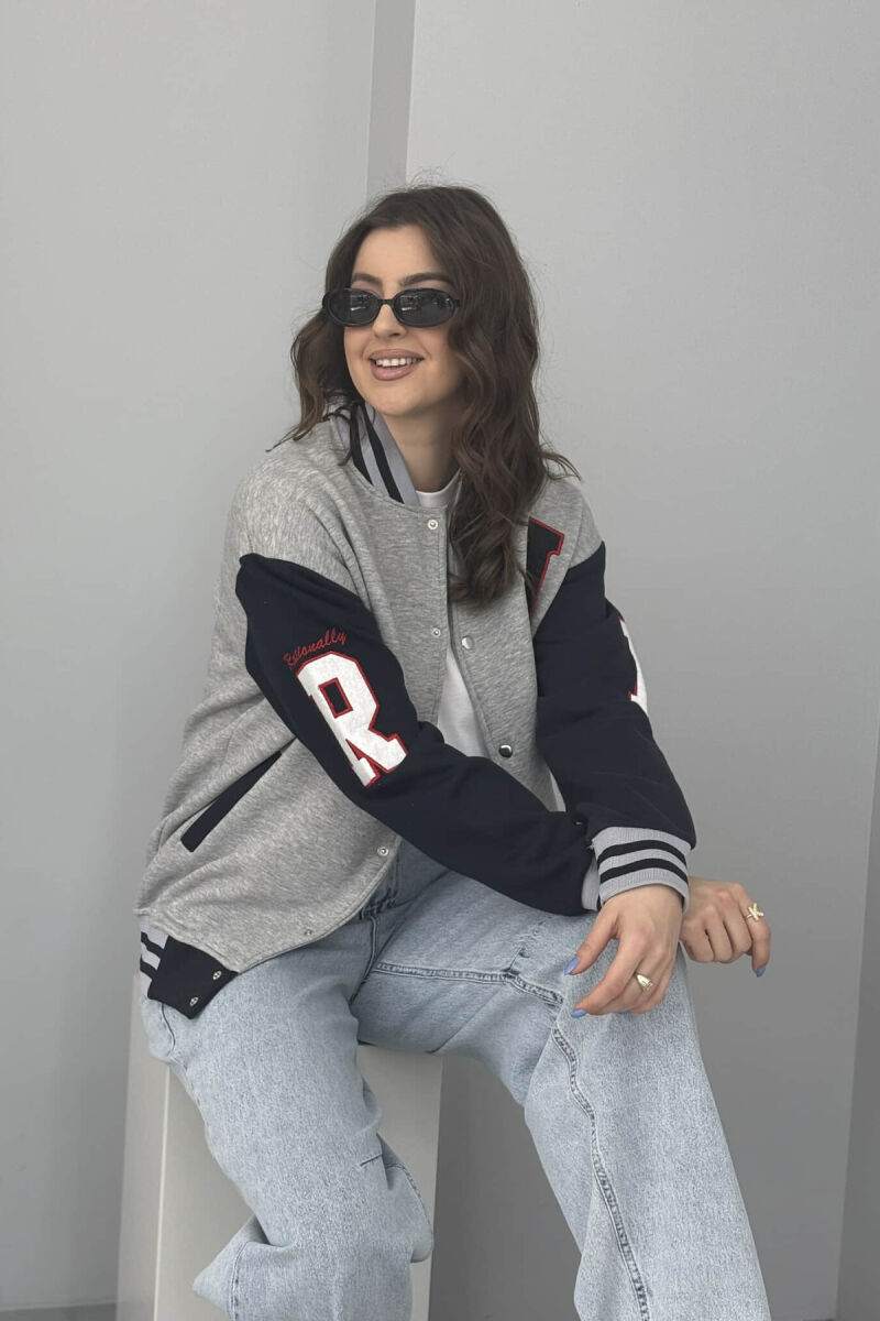 FLUFFY A&J FRONT LOGO BUTTON WOMEN JACKET GREY/GRI - 3