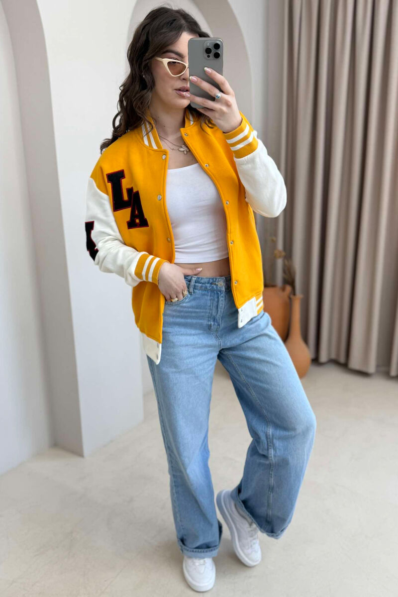 FLUFFY A&J FRONT LOGO BUTTON WOMEN JACKET YELLOW/E VERDHE - 1