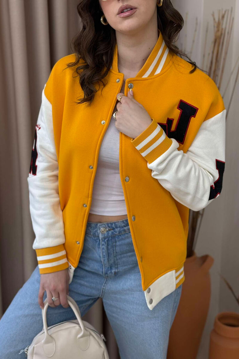 FLUFFY A&J FRONT LOGO BUTTON WOMEN JACKET YELLOW/E VERDHE - 2