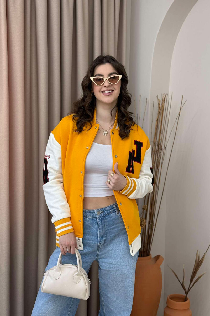 FLUFFY A&J FRONT LOGO BUTTON WOMEN JACKET YELLOW/E VERDHE - 3