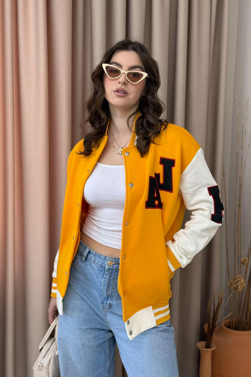 FLUFFY A&J FRONT LOGO BUTTON WOMEN JACKET YELLOW/E VERDHE - 4