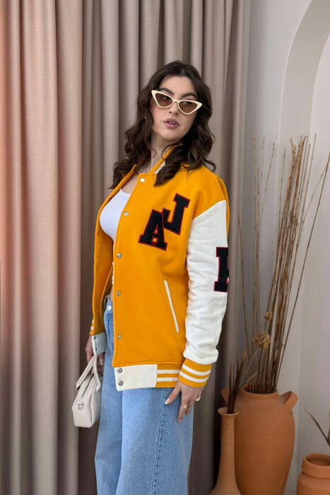 FLUFFY A&J FRONT LOGO BUTTON WOMEN JACKET YELLOW/E VERDHE - 5