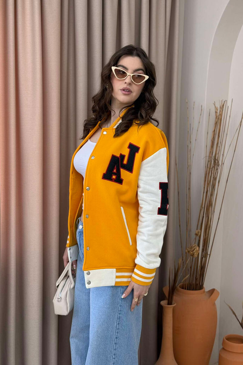 FLUFFY A&J FRONT LOGO BUTTON WOMEN JACKET YELLOW/E VERDHE - 5