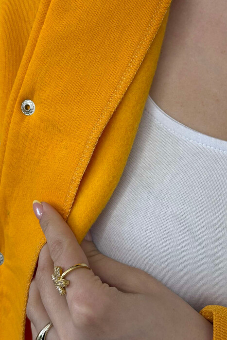FLUFFY A&J FRONT LOGO BUTTON WOMEN JACKET YELLOW/E VERDHE - 6
