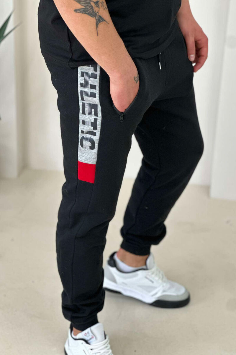 FLUFFY ATHLETIC MEN SWEATPANTS BLACK-RED/ZEKU - 2