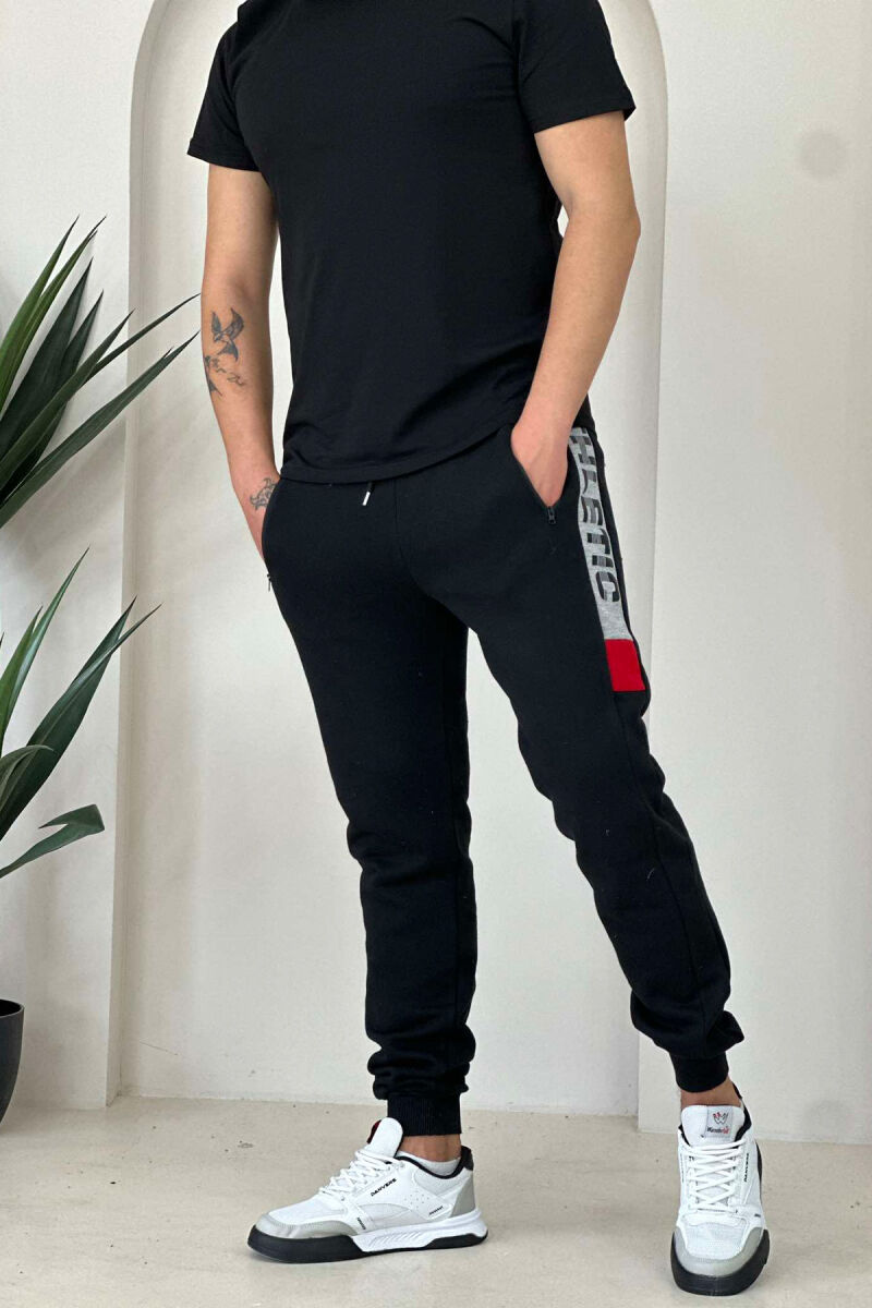 FLUFFY ATHLETIC MEN SWEATPANTS BLACK-RED/ZEKU - 3